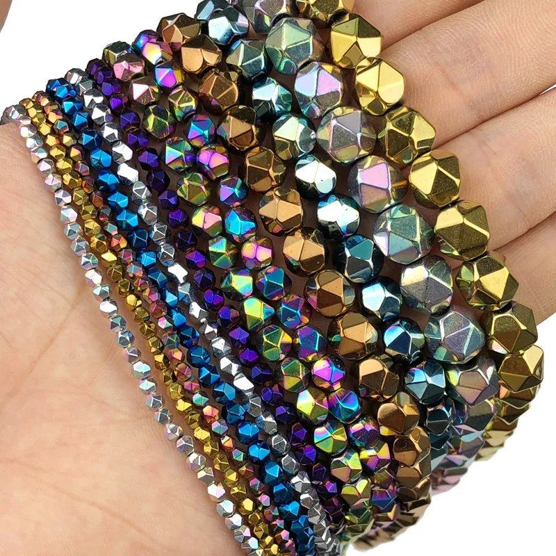 BRCbeads Perle Sciolte Tonde In Pietra Naturale Mista, Ematite Placcata Argento, 10 Mm, Per Creazione Gioielli (Regalo Incluso)