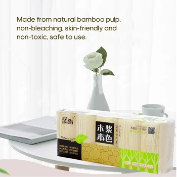 

10 Rolls Toilet Paper Roll Pack Bathroom Accessories Kitchen 4 Layer Paper Towels Natural Bamboo Pulp Toilet Paper Bath Tissue