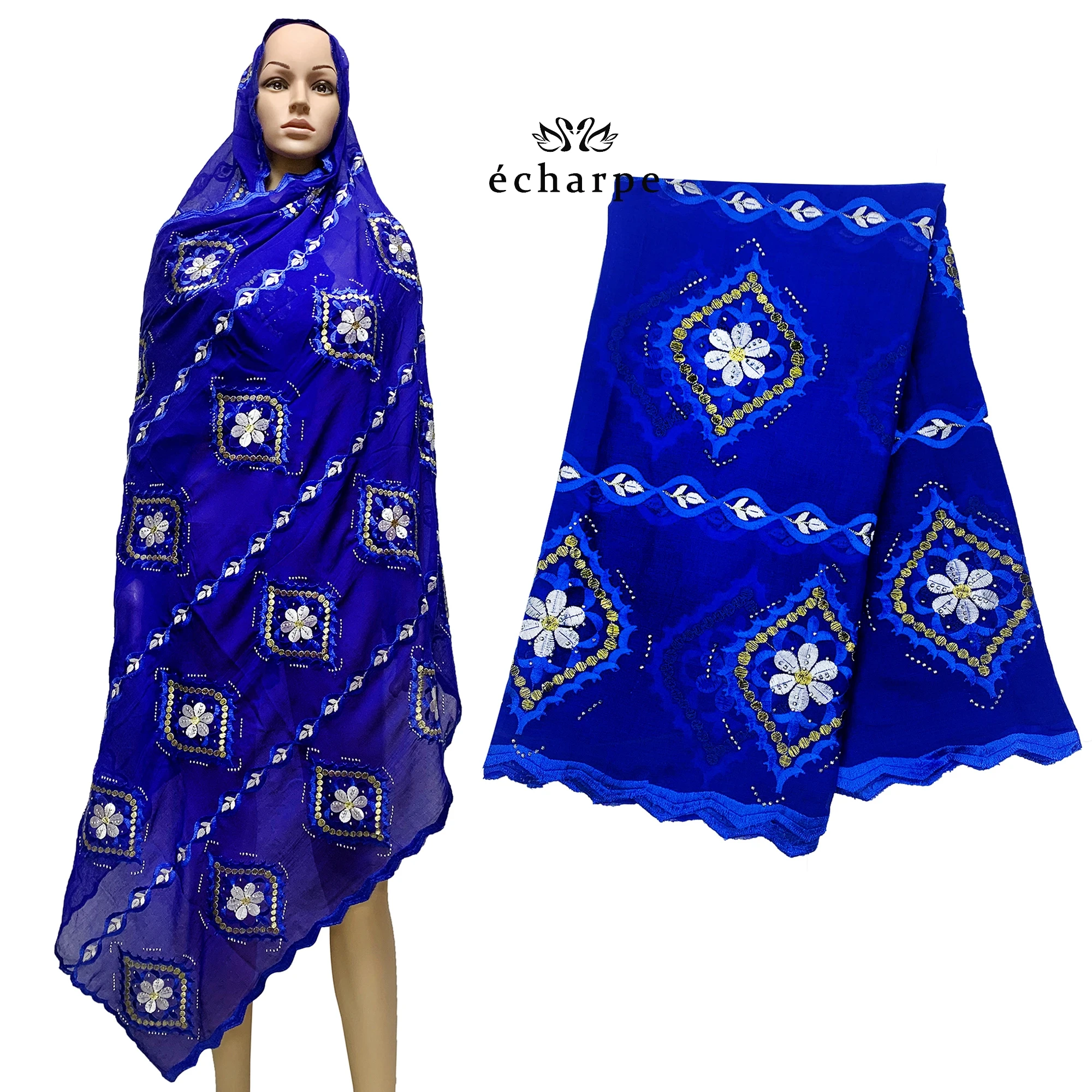 무료 배송 2021 새로운 면화 Hijab 이슬람 여성을위한 스카프 아프리카 두바이 이슬람 Headscarf 긴 큰 자수 Shawls ED510 