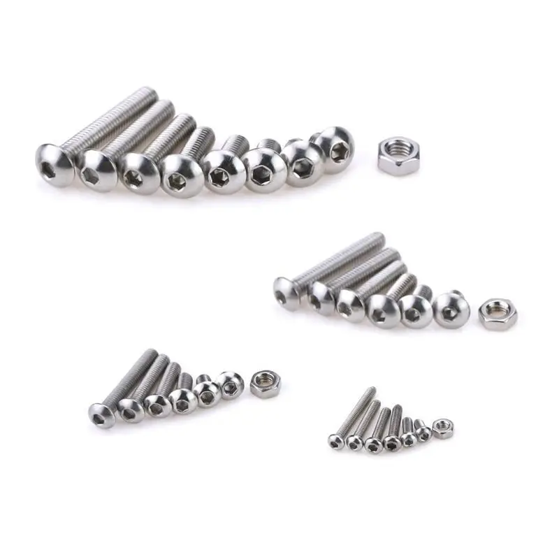 

Hot New 150Pcs M5 Stainless Steel Button Head Hex Socket Head Cap Bolts Screws Nuts Assortment Kit
