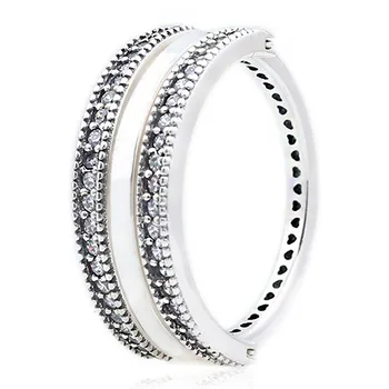

Authentic 925 Sterling Silver Ring Reversible Hearts With Crystal Ring For Women Wedding Party Gift Fine Jewelry