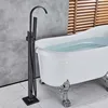 Standing Bathtub Faucet Tub Filler Bathroom Floor Mount Black Bronze Bathtub Mixer Tap Single Handle Faucet Tap Bathroom Tub 2