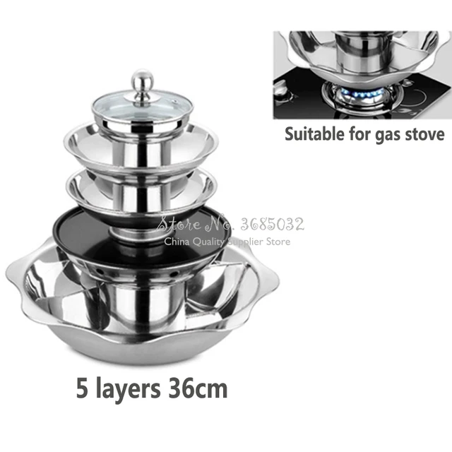 Többrétegű Rozsdamentes Acél Gőz Grillezés Bbq Forró Edény Leves Mandarin Kacsa Shabu Pagoda Pot Kínai Konyha 4 Rétegű Hotpot - Image 5