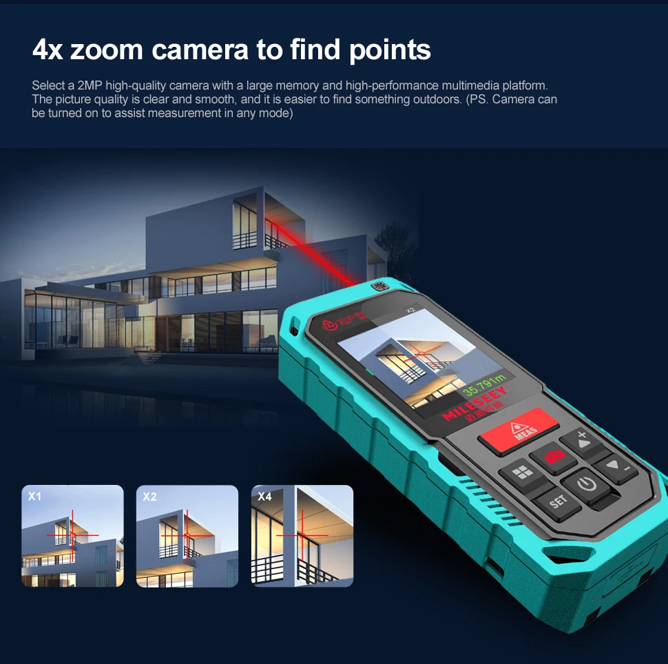 Mileseey S2 Outdoor Laser Distance Meter Professional Bluetooth Rangefinder 200M Measure Device with Camera For Any Two Point laser rangefinder distance meter laser tape measure land measuring instrument