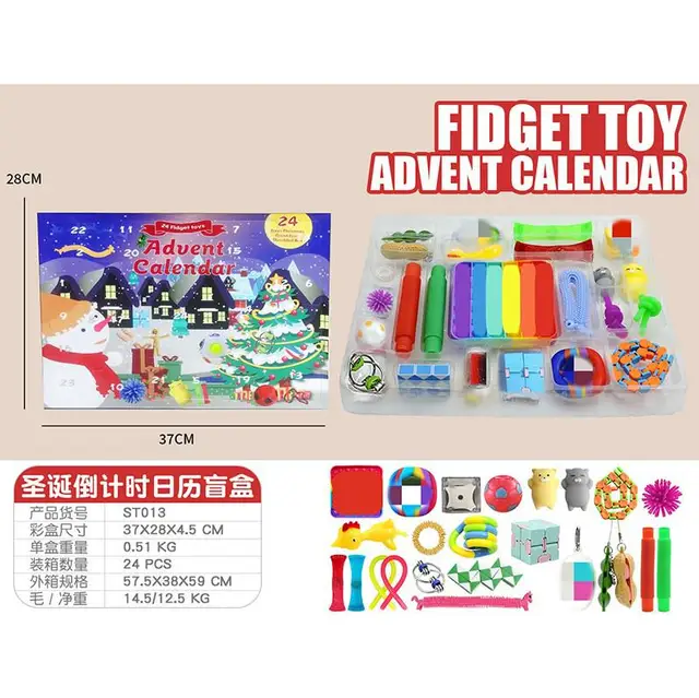2021 Fidget Toys Advent Calendar Christmas Gift 24 Days Pack Set Anti Stress Kit Stress Relief Figet Toy Blind Box Kids Gift X