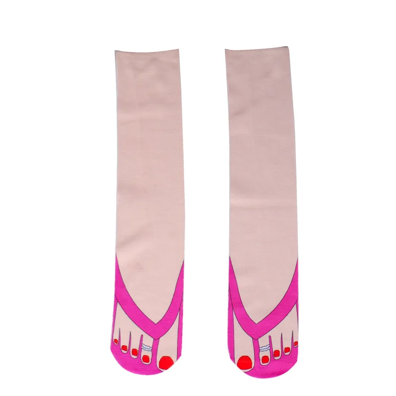 Toes funny socks Милые носки с 3D принтом для женщин и мужчин, 12 цветов, модные забавные длинные нейтральные чулки с рисунком рыбы, художественные гольфы - Color: Toes funny socks