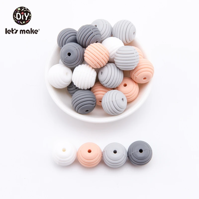 19GJ0017 Let'S Make, 20 шт., детские силиконовые бусины для собак, грызунов, мини, сделай сам, соска, клипса, цепочка, ожерелье, подвеска, жевание, Прорезыватель зубов, Детская Игрушка прорезыватель - Цвет: 19GJ0017