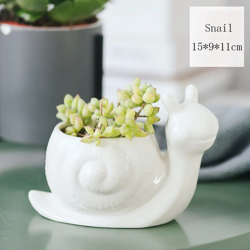 snail Европейский ручной работы в форме животных горшок для растений маленький керамический цветочный горшок для суккулентов керамические украшения для дома и сада - Цвет: snail