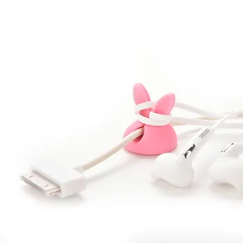 

4Pcs/lot USB Charger Holder Desk Tidy Organiser Wire Cord pink Kawaii Rabbit Clip Student School Supplies