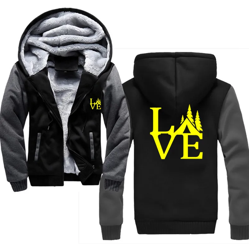 LOVE Tent Camping толстовки Брендовые мужские свитшот с буквенным принтом мужские худи хип хоп зимние толстовки на молнии мужские s пуловер большой - Цвет: dark grey