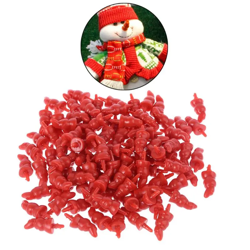 50pcs 12x23mm Plastic DIY Santa Claus Snowman Nose for Handmade Craft Children Kids Toy Christmas Decor