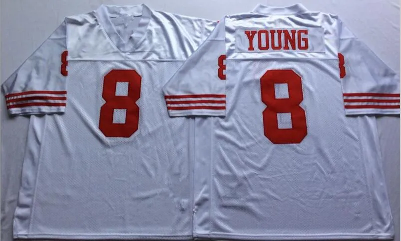 AS Mens 8 Steve Young Embroidered FOOTBALL JERSEY Size M-XXXL - Цвет: AS