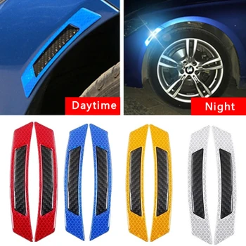 

2 Pcs Car Luminous Car Stickers Cover Scratches Anti-collision Strips Carbon Wheel Eyebrows Reflective Stickers Decoration