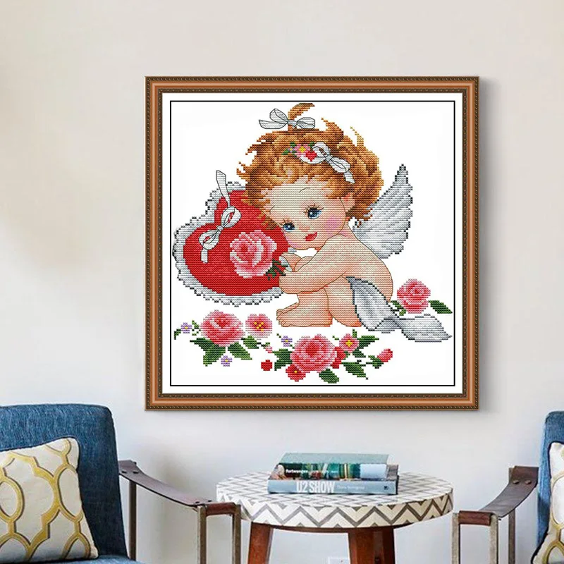 

Needle Kung Fu Cross Stitch Printed Angel of Wing Cute Little Girl Small Children Bedroom Decorational Picture Wholesale