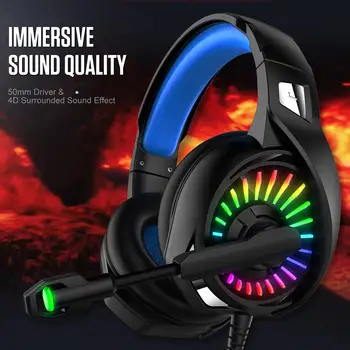 

3.5mm Wired Gaming Headset Deep Bass Game Earphone Computer Headset Gamer Headphones With HD Microphone Colorful Glow Headphones