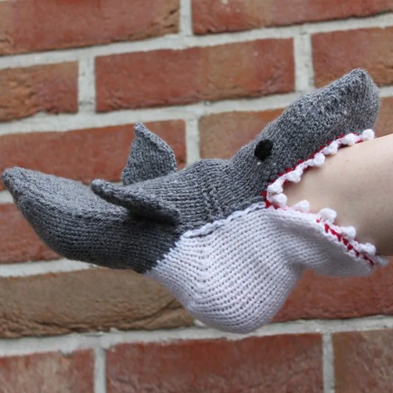 Christmas Stockings Shark Fish Chameleon Crocodile Knit Cute Unisex Novelty Winter Warm Floor Knitting Gifts for Woman Man christmas stockings sushi socks
