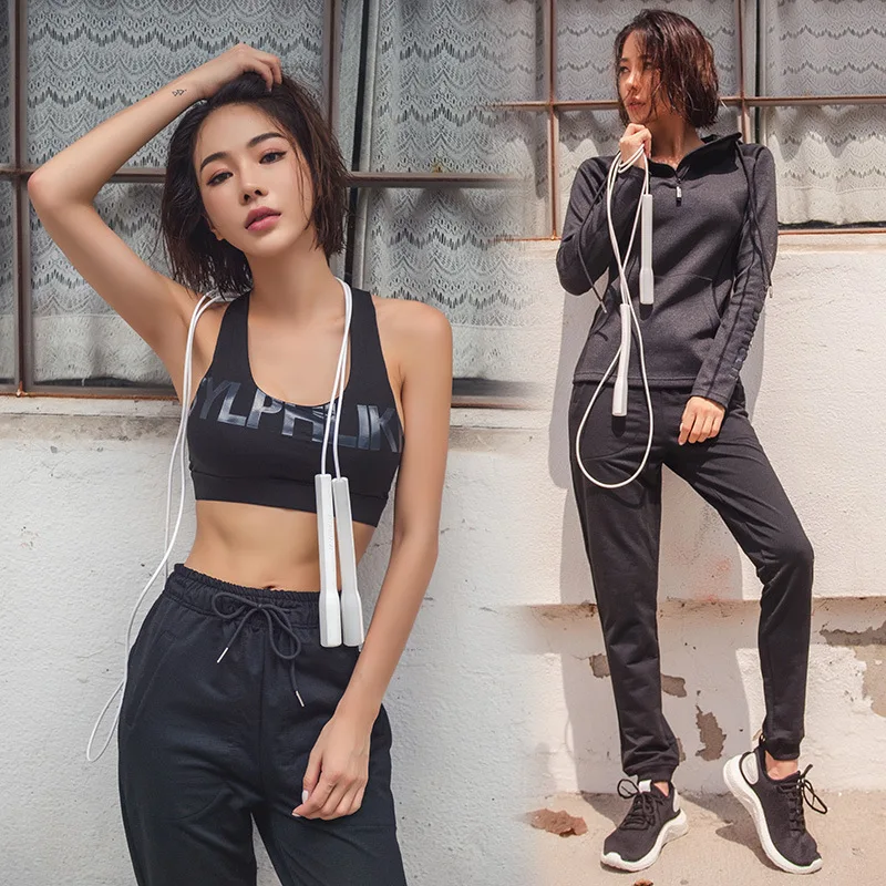 

Stand Collar Zipped Sports Coat Women's Fitness Suit Quick-Dry Yoga Running Set