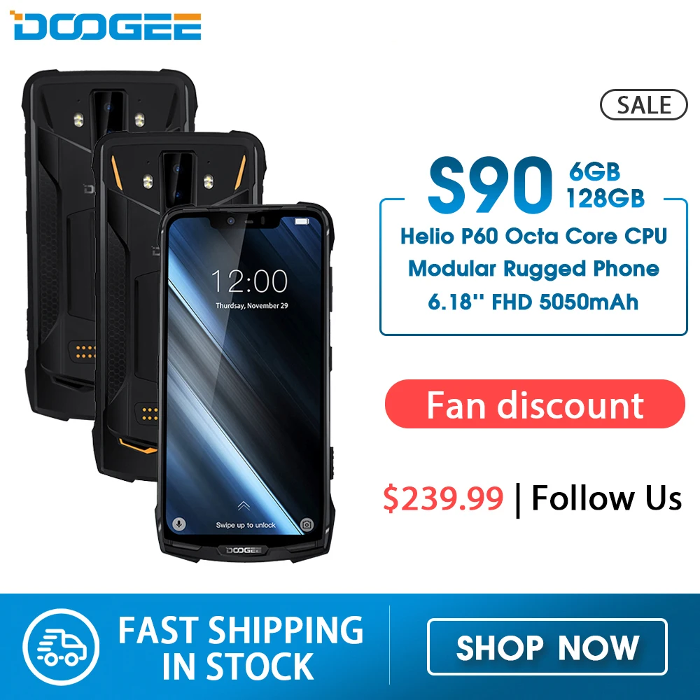 Модульный усиленный телефон DOOGEE S90 6 18 дюймовый дисплей 5050 мАч Helio P60 восемь ядер
