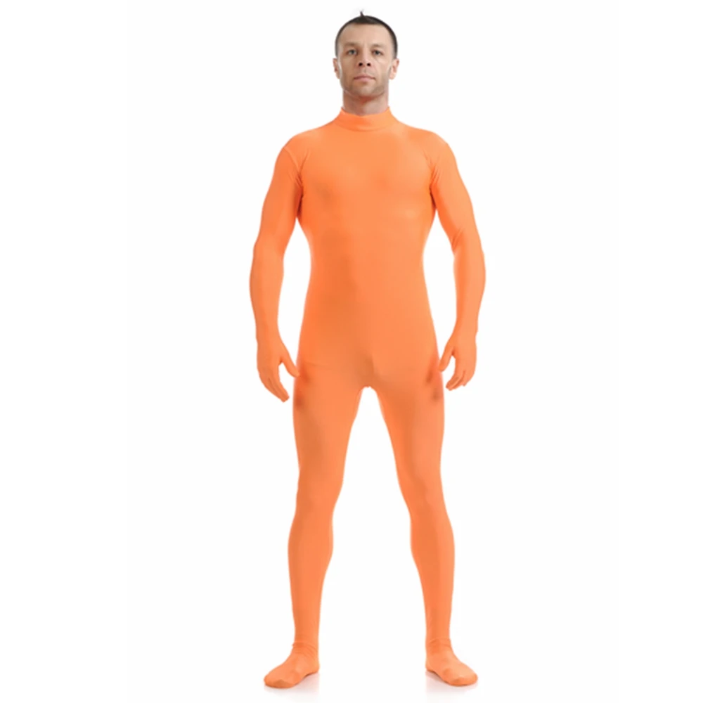 Orange Костюмы зентай, костюм из лайкры и спандекса, облегающий костюм на Хэллоуин, костюм унисекс для взрослых, черный, белый, без капюшона - Цвет: Orange