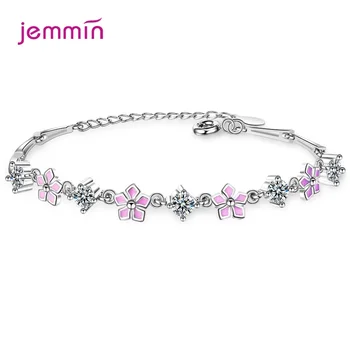 

Cherry Blossom Flower Boutique friendship Bracelets 925 Sterling Silver Elegant Party Jewelry Accesorios Mujer