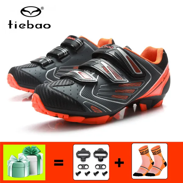 TIEBAO, обувь для велоспорта, Черная Мужская обувь для горного велосипеда, нескользящая, самоблокирующаяся, дышащая, mtb обувь, Sapatos, кроссовки Ciclismo - Цвет: 1521 O with gift