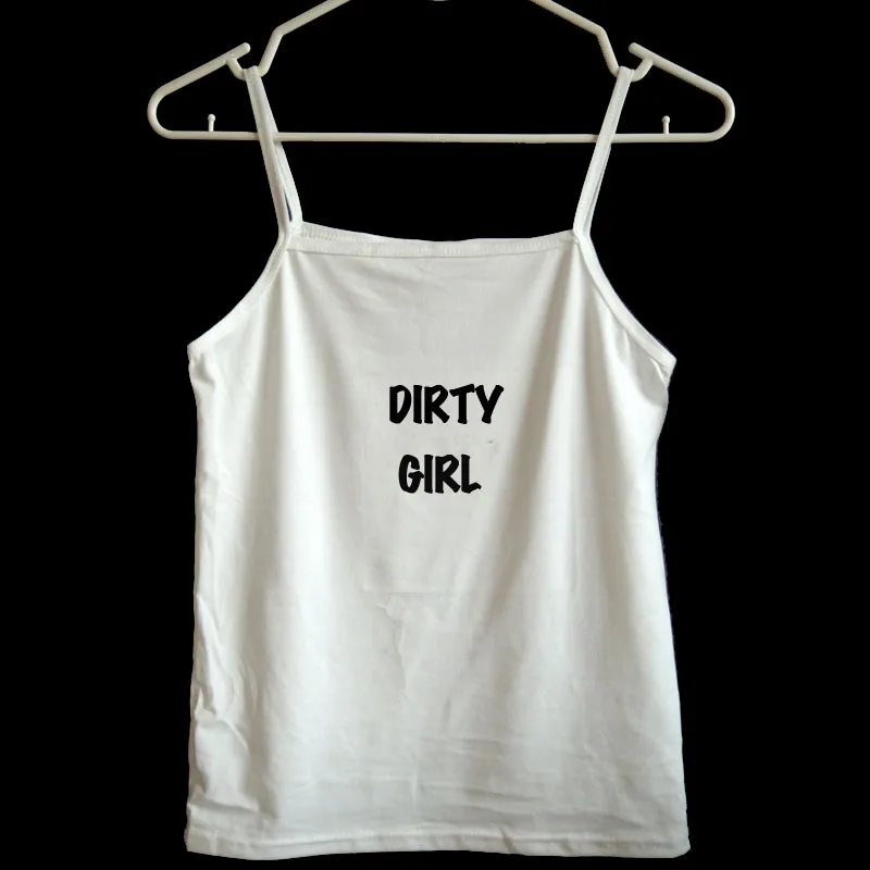 dirty girl Укороченный топ на бретелях, женский жилет с принтом, летняя повседневная майка без рукавов, топы, БДСМ, рабыня, пиковая королева, горячая жена - Цвет: dirty girl