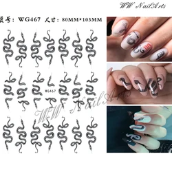1pcs WG Series Snake Snake Design Nail Art Stickers Colorful Dragons Slider Decals Black Snake for Manicure Nail Art Decoration