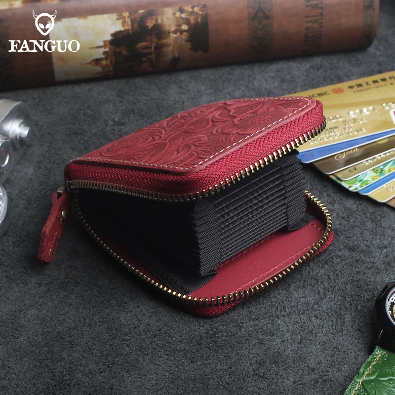 Unisex Coin Card Purse Genuine Leather Zipper Card Holder Clutch
