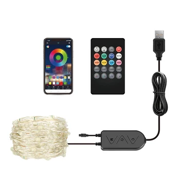 

USB RGB color Changing LED Light String Bluetooth App Controlled Fairy Garland Remote Xmas Bedroom Patio Party Wedding decor