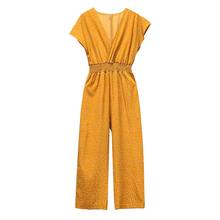 Womail Jumpsuit Women Summer Chiffon Dot Print Women Jumpsuit Casual Vneck Overalls Short Sleeve Wide Loose Romper holiday Beach