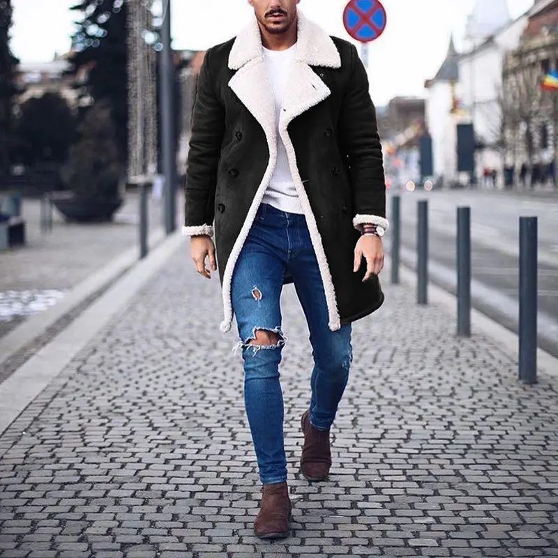 Abrigo largo de lana para hombre, abrigo cálido ante, gabardina larga marrón para invierno, M 3XL, 2020|Lana y mezclas| - AliExpress