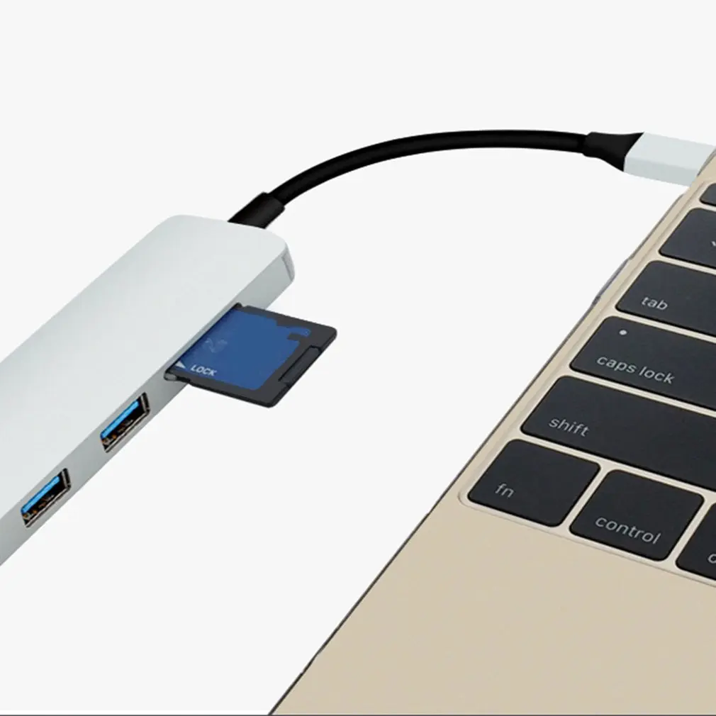 5-в-1 мульти-Многофункциональный преобразователь TYPE-C док-станция USB 3,0 TF Card Reader для MacBook