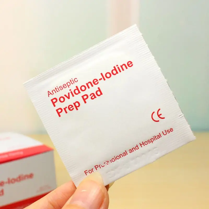 100 Pcs Box Povidone Iodine Disinfection Sheet Tissue Pads Sterilization First Aid Kit Emergency Medical Disposable 4