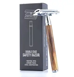 Vintage Shaver Stainless Steel Double-sided Blade Bamboo Handle Manual Safety Blade Shaver