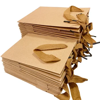

10Pcs/lot Festival Gift Kraft Bag Shopping Bags DIY Multifunction Recyclable Paper Bag With Handles