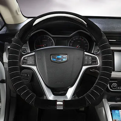 KKYSYELVA D Форма руль черный автоматическое рулевое колесо, кожаный чехол 38 см колеса покрытие для интерьера - Название цвета: 6D