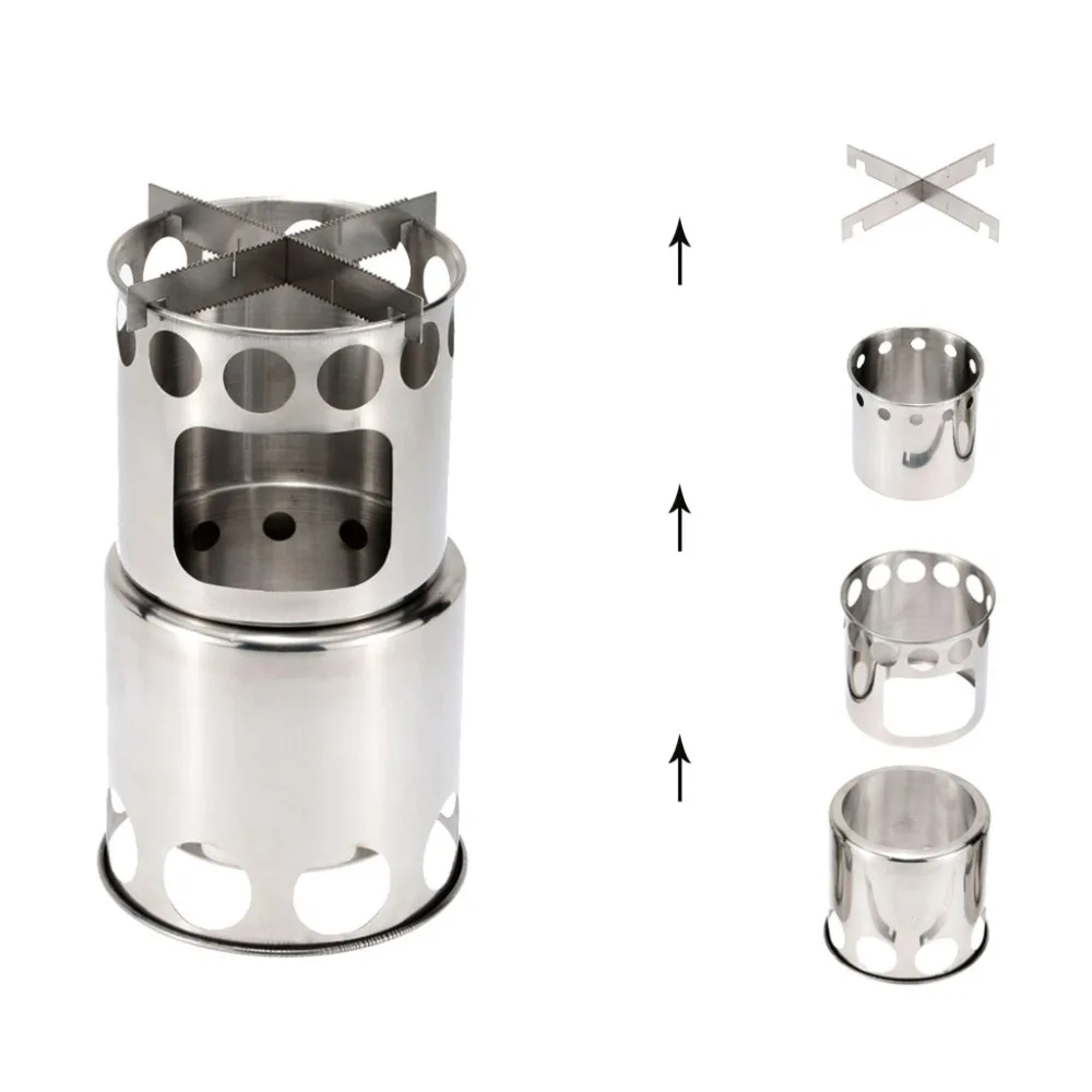 High Quality Portable Outdoor Camping Wood Stove Pot Set Stove Sub Outdoor Picnic Folding Hiking Travel Firewood Stove Pot