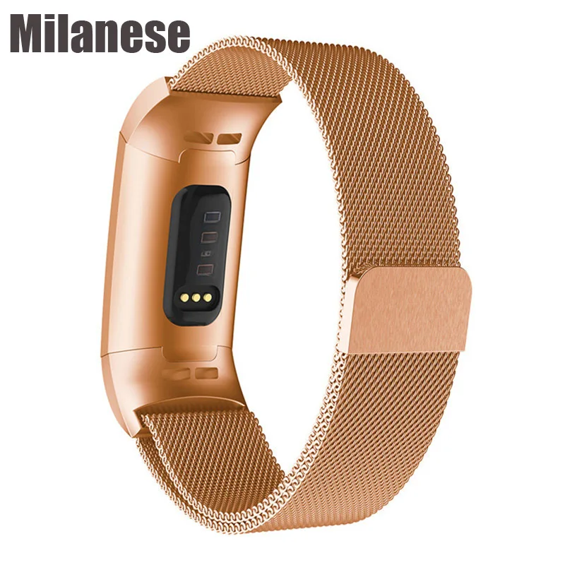 Миланский магнитный ремешок для Fitbit Charge 3 4 Fitness Band из нержавеющей стали