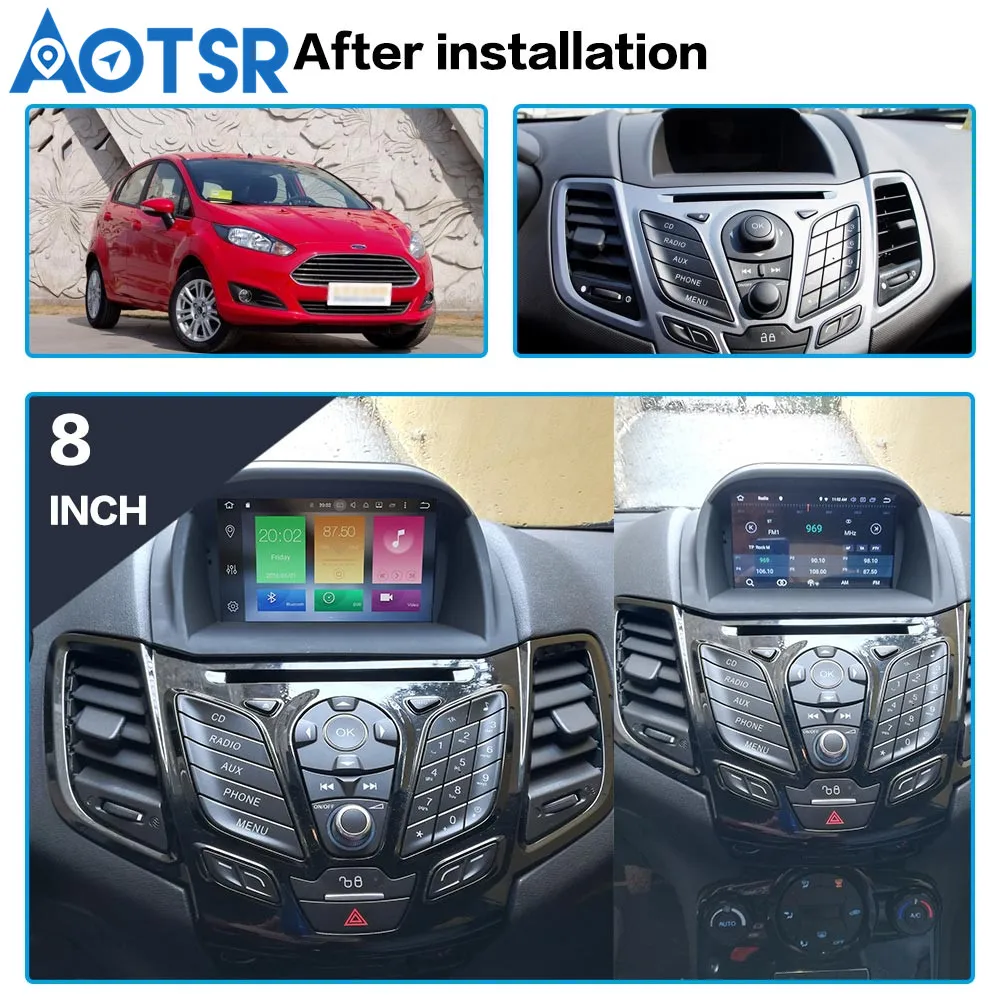 Top Aotsr Android 9.0 GPS navigation Car DVD Player For Ford Fiesta 2013-2016 car multimedia system radio tape Car Video Players 2