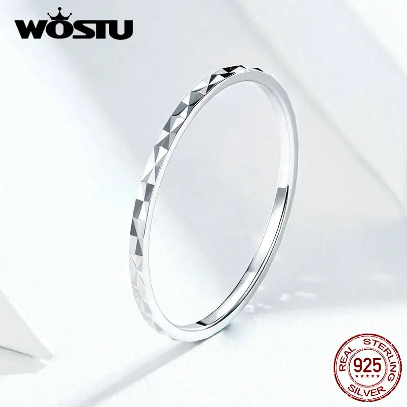 WOSTU Новое поступление Настоящее 925 пробы Серебряное минималистское кольцо Горячая Мода CZ кольца для женщин ювелирное изделие подарок CQR586