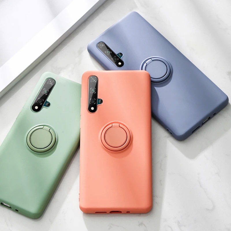 

Ring Silicone Case For Honor 20 Pro 20Pro P20 Phone Soft Slim Stand Holder Silicon Armor Back Covers On Huawei Honor20 Pro Cases