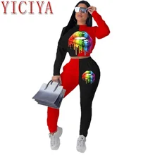 Jogging Femme 2020 Womens Tracksuit Set Spring Summer Clothing 2 Piece Sets Outfits Sportsuit Long Sleeve Red Black Matching