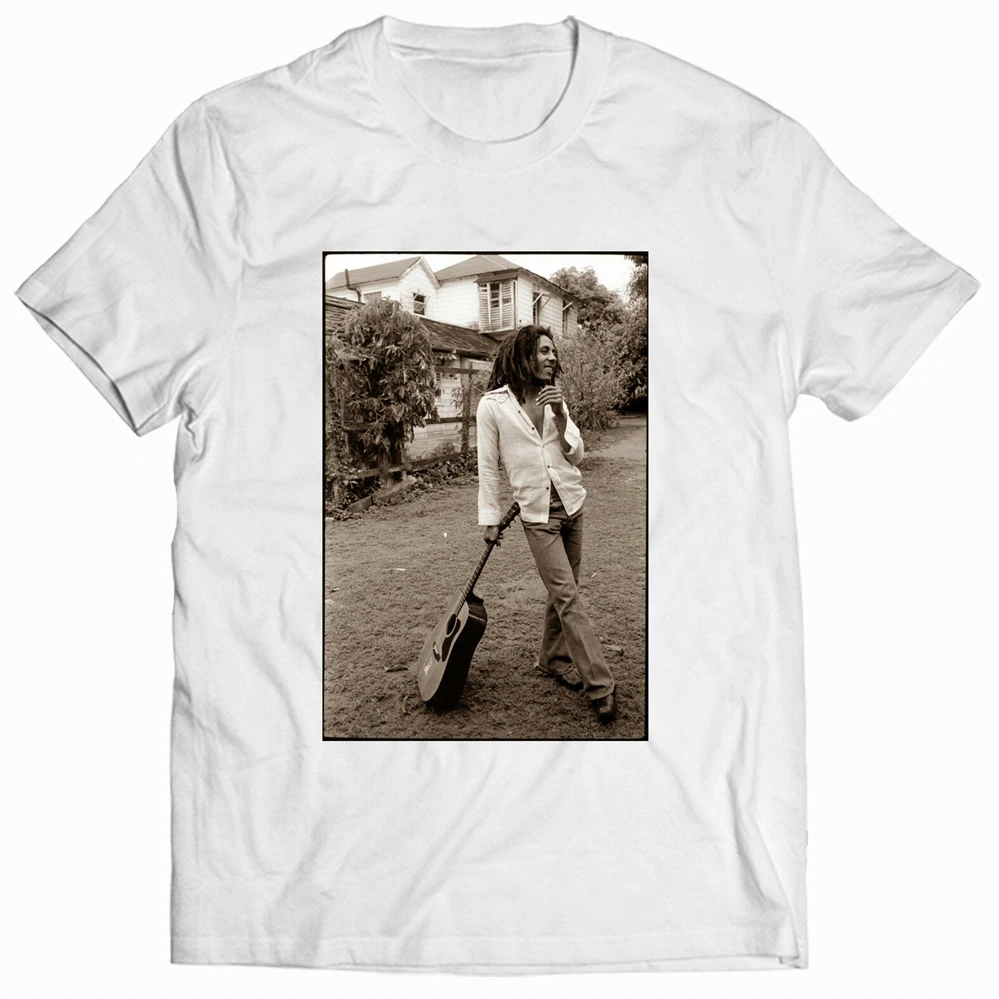 Боб Марли гитара Музыка регги крутая футболка мужская женская винтажная Ретро