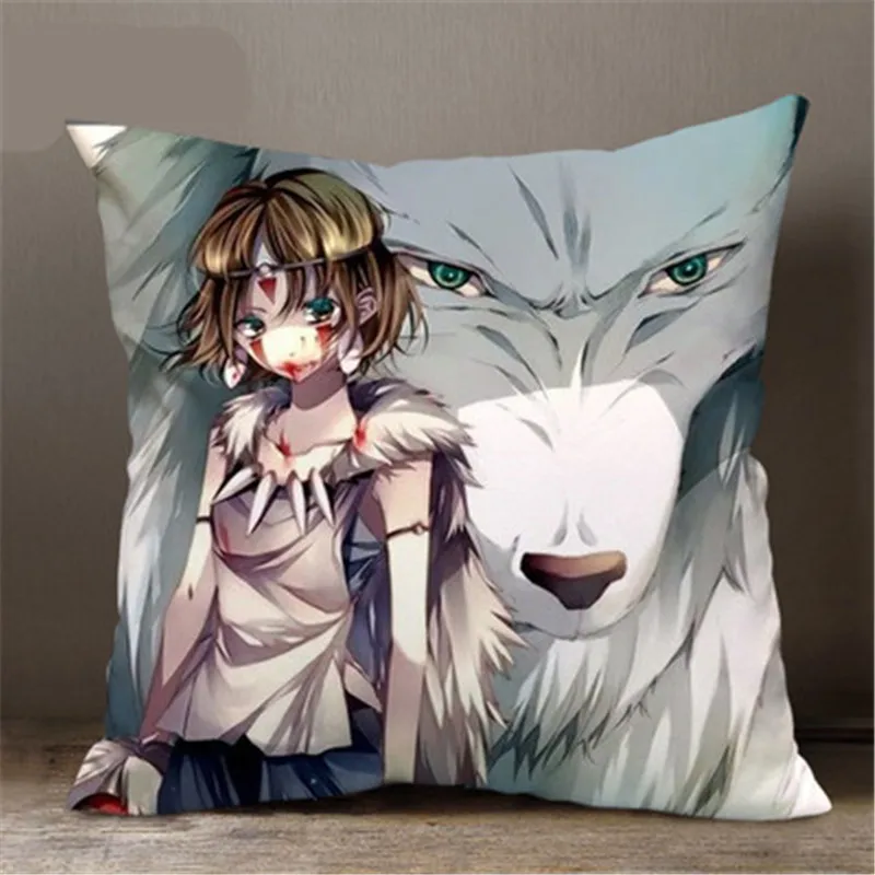 Miyazaki Hayao фигурка Принцесса Мононоке Сан с мультяшным аксессуаром и отделкой ультра короткая плюшевая задняя подушка креативная спальная Подушка X3163