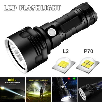 

Super Powerful LED Flashlight L2 XHP50 Tactical Torch USB Rechargeable Torch Lamp Waterproof Ultra Bright Camping Lantern HVR88