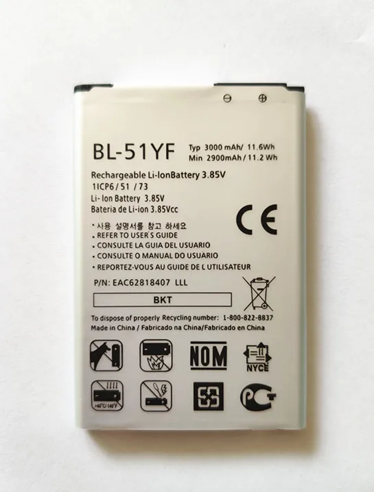 

AZK BL-51YF Mobile phone battery for LG G4 H810 H811 H815 LS991 VS986 US991 VS999 F500 H818 Stylo 3000mAh Replacement battery