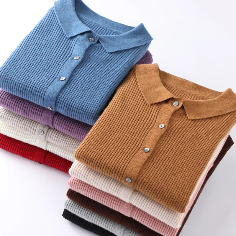 XXXL Winter Autumn Cashmere Knitted Cardigan Women Coat  Buttons Turn Down Neck Female Jumpers Casaul Buttons Women Basic Tops