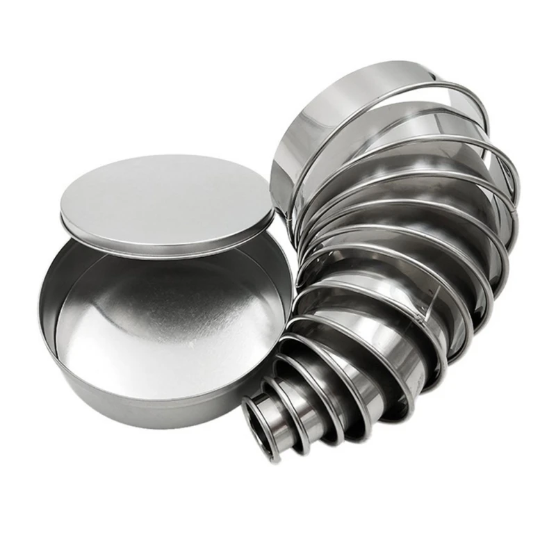 12PCS Mousse Circle Round Cake Mold Stainless Steel DIY Handmade Donut Fondant Biscuit Mold H1.x x