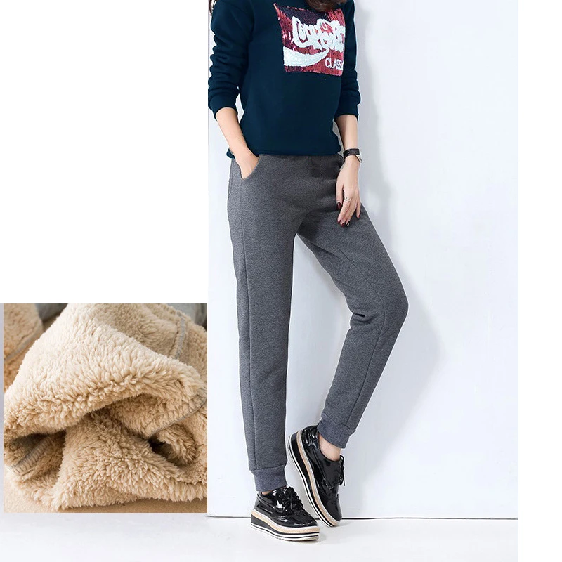 

Thick Fleece Jogger Women Pants 100%Cotton Trousers Winter Warm Velvet Sweatpants Tracksuit Joggers Autumn Winter casual pants