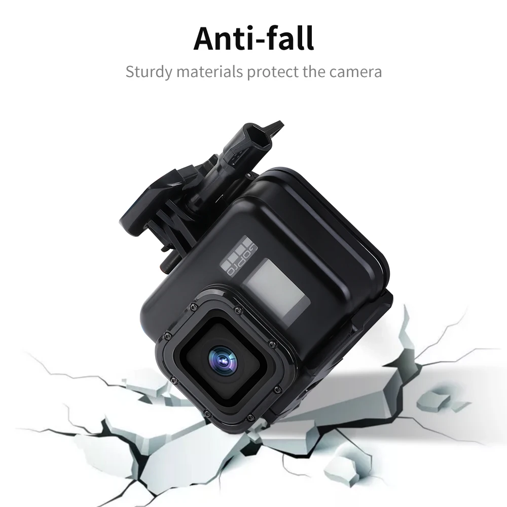 Черный водонепроницаемый чехол для GoPro Hero 8 дайвинга с глубиной до 45 метров